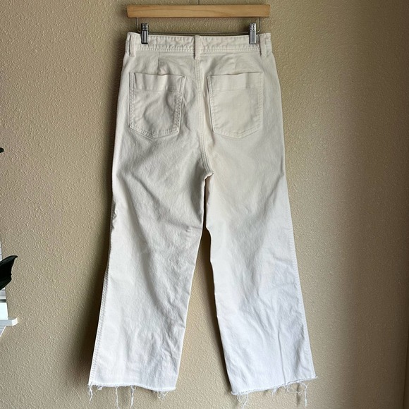 GAP High Rise Wide Leg Crop Ivory Raw Hem 6 Tall EUC - Picture 6 of 12